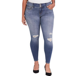 Torrid Mid-Rise Three Button Destructed Knee Jegging Medium Wash - 12R